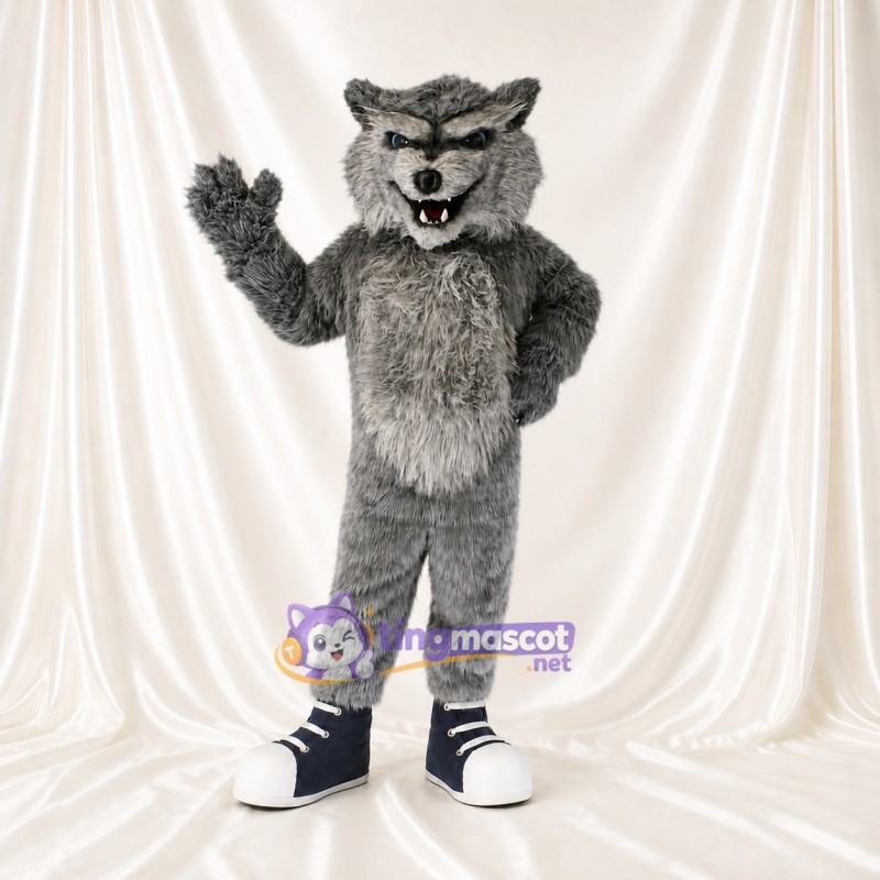 Shaggy Chest Wolf Mascot Costume Full Body for Adults Sports Events