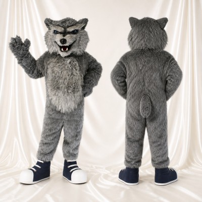Shaggy Chest Wolf Mascot Costume Full Body for Adults Sports Events