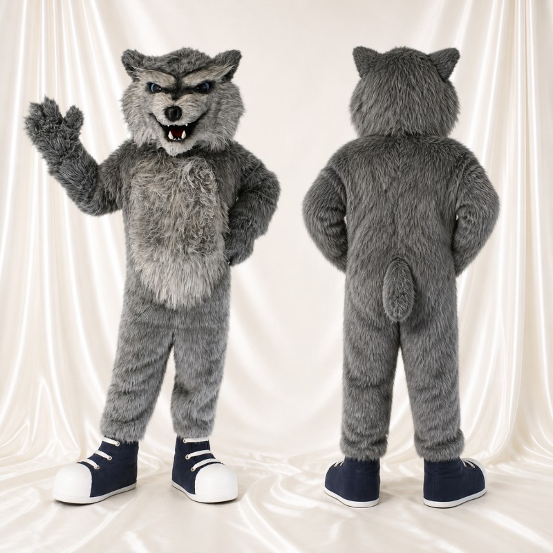 Shaggy Chest Wolf Mascot Costume Full Body for Adults Sports Events