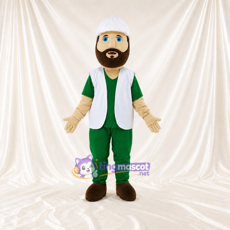 Green Service Worker Mascot Costume Full Body for Adults Promotions