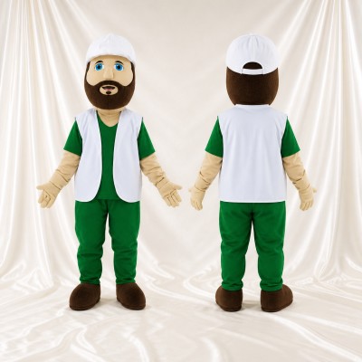 Green Service Worker Mascot Costume Full Body for Adults Promotions