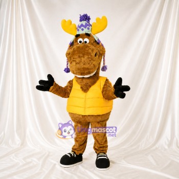 Élan au Chapeau de Fête Costume de mascotte intégral pour adultes Événements scolaires