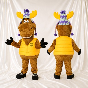 Élan au Chapeau de Fête Costume de mascotte intégral pour adultes Événements scolaires