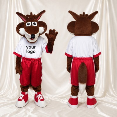 Brown Coyote Mascot Costume Full Body for Adults Sports Events
