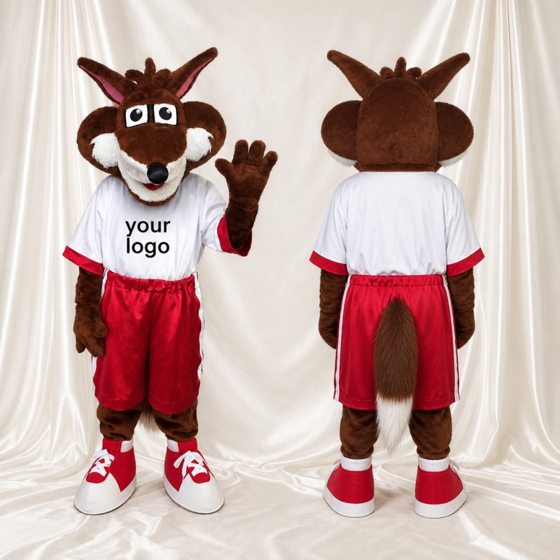 Brown Coyote Mascot Costume Full Body for Adults Sports Events