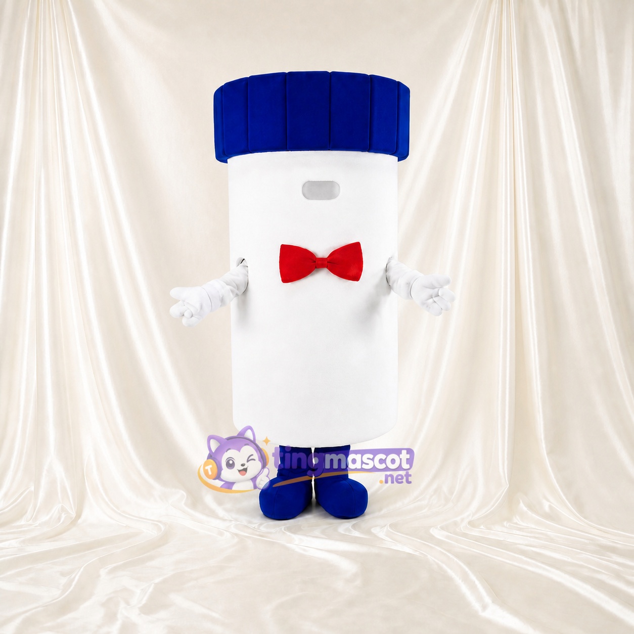 Bouteille de Médicament Blanche Costume de mascotte intégral pour adultes Événements santé Bouteille de Médicament Blanche Costume de mascotte intégral pour adultes Événements santé