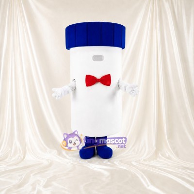 White Medicine Bottle Mascot Costume Full Body for Adults Health Events