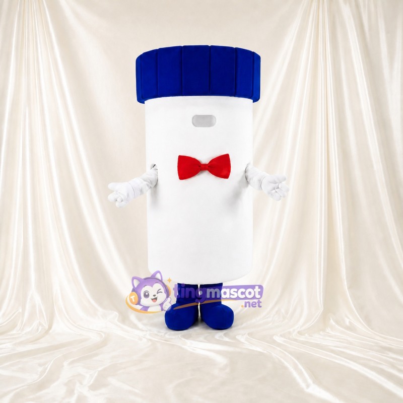 White Medicine Bottle Mascot Costume Full Body for Adults Health Events