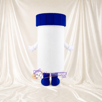 White Medicine Bottle Mascot Costume Full Body for Adults Health Events