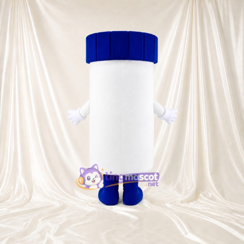 White Medicine Bottle Mascot Costume Full Body for Adults Health Events