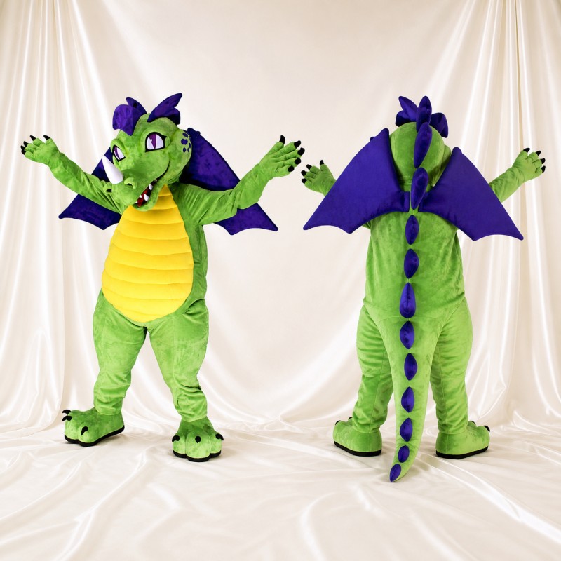 Green Dragon Mascot Costume Full Body for Adults School Events
