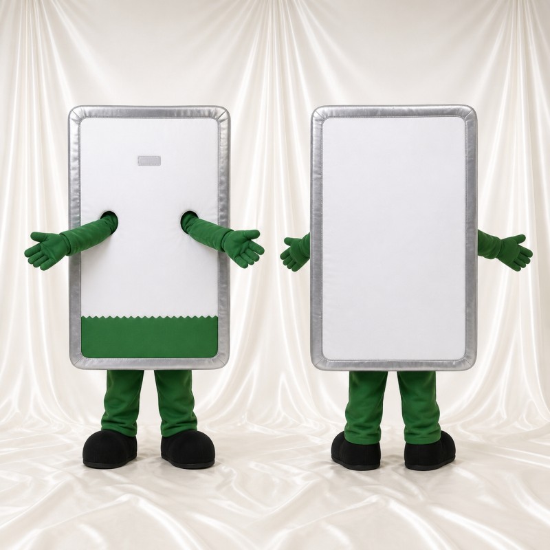 White Display Panel Mascot Costume Full Body for Adults Trade Shows