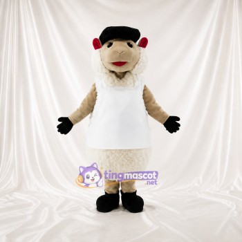 White Sleeveless Sheep Mascot Costume Full Body for Adults Food Events