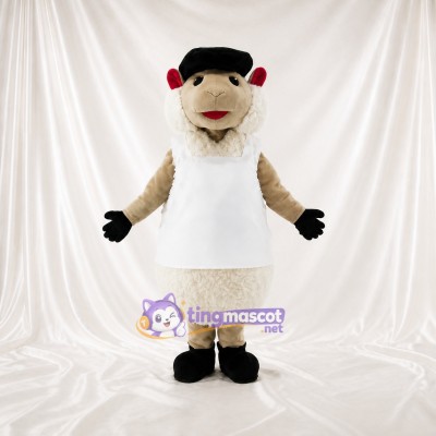 White Sleeveless Sheep Mascot Costume Full Body for Adults Food Events