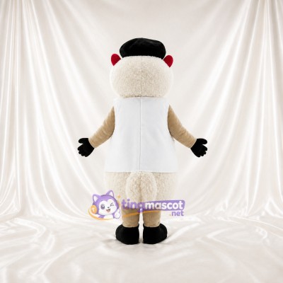 White Sleeveless Sheep Mascot Costume Full Body for Adults Food Events