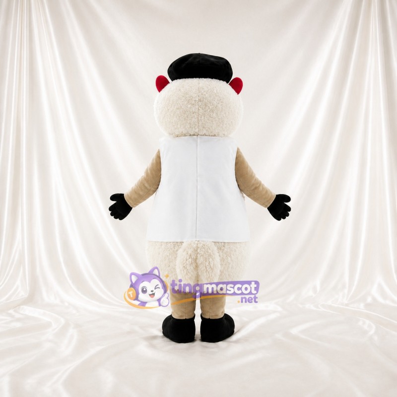 White Sleeveless Sheep Mascot Costume Full Body for Adults Food Events