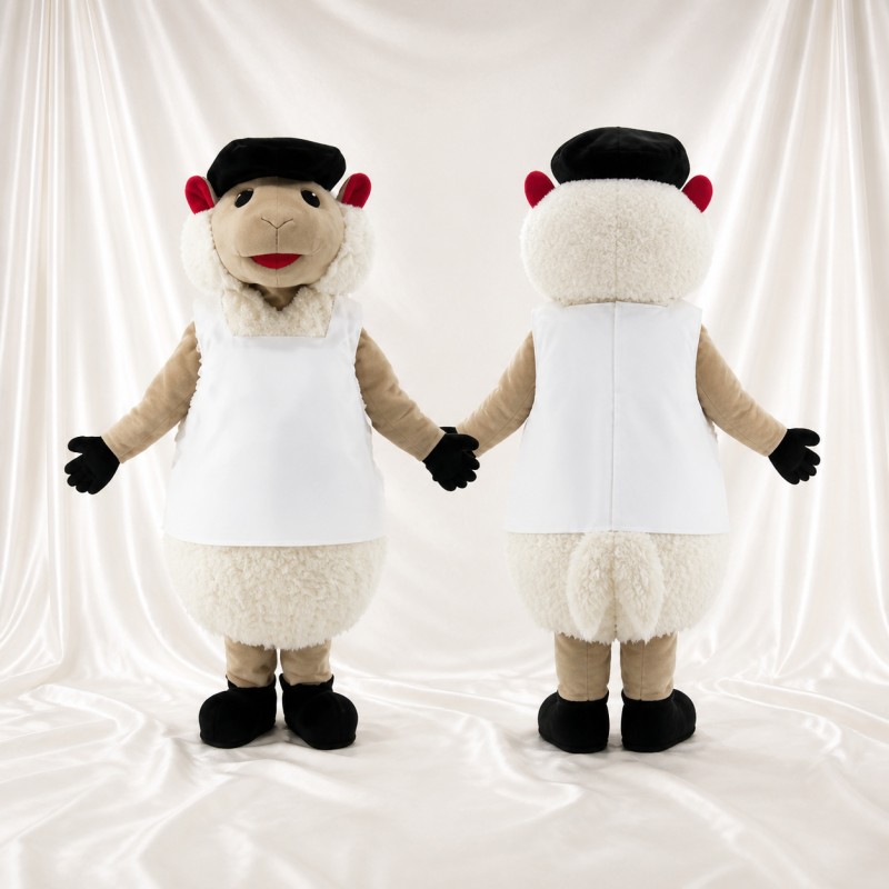 White Sleeveless Sheep Mascot Costume Full Body for Adults Food Events