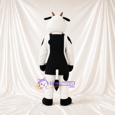 Black Apron Cow Mascot Costume Full Body for Adults Food Events