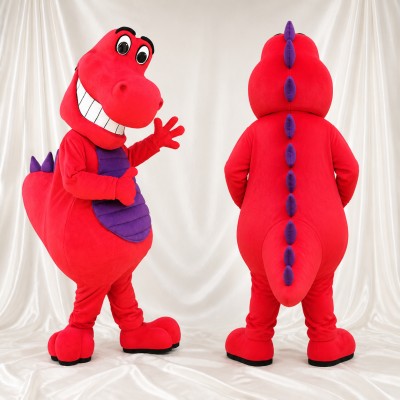 Red Dinosaur Mascot Costume Full Body for Adults School Events