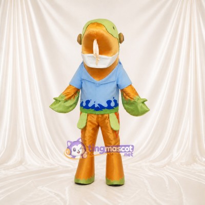 Costume de mascotte poisson vert intégral pour adultes – événements scolaires