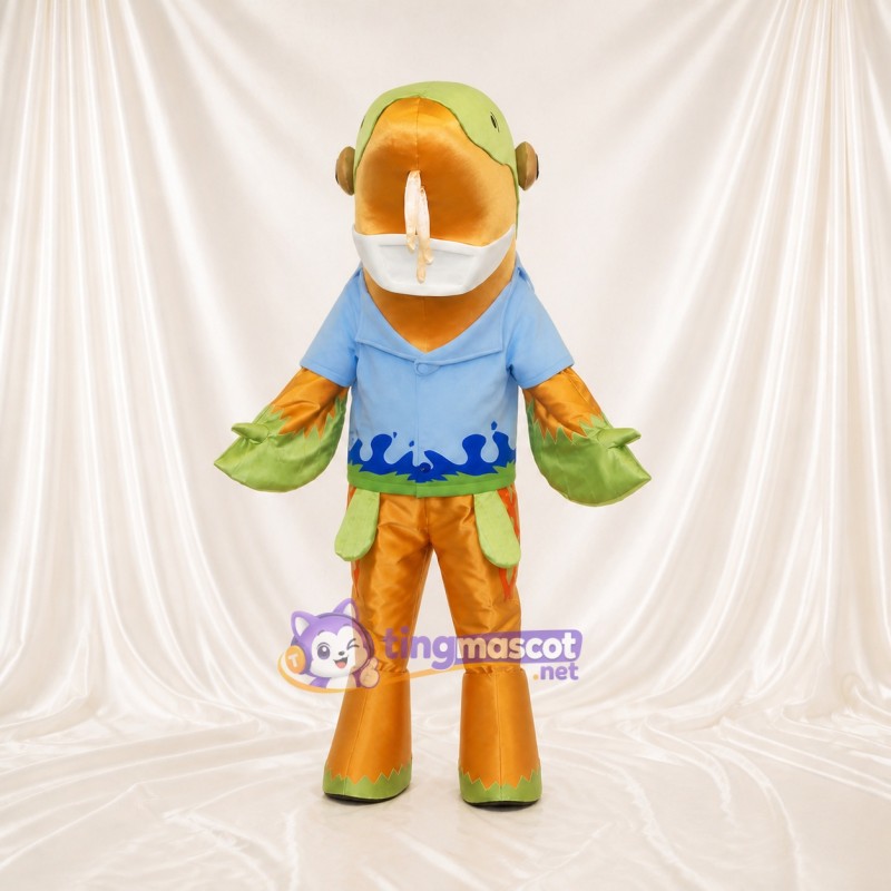 Costume de mascotte poisson vert intégral pour adultes – événements scolaires