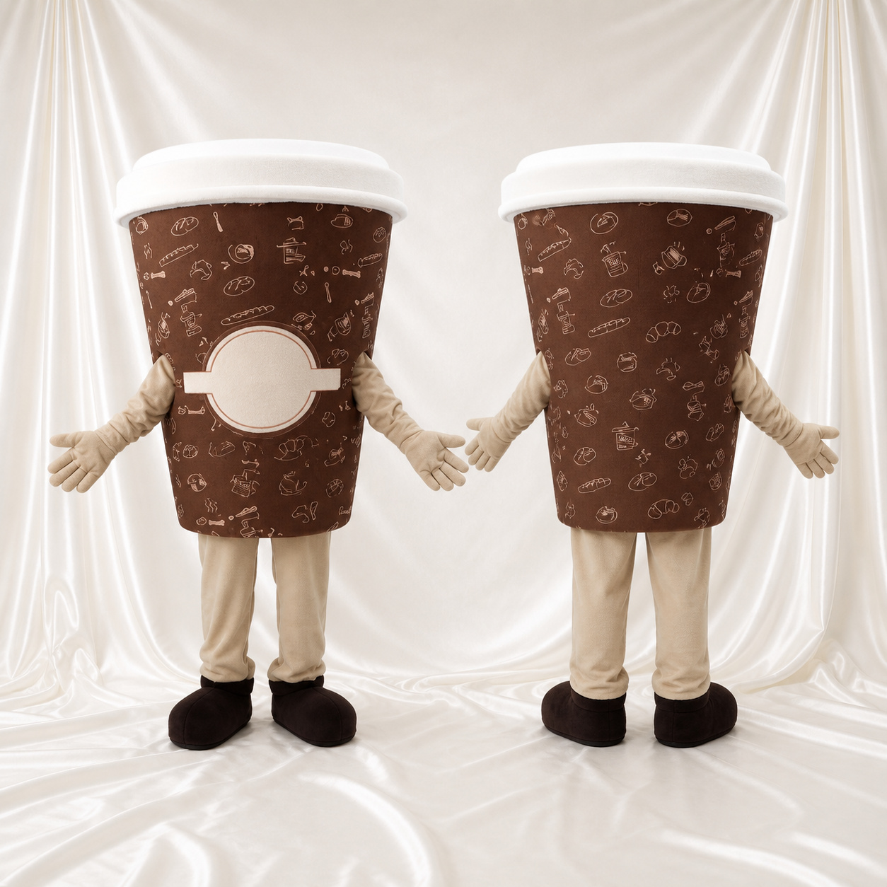 Bedruckte Kaffeetasse mit Bohnen Maskottchenkostüm Ganzkörper für Erwachsene Gastronomieveranstaltungen Bedruckte Kaffeetasse mit Bohnen Maskottchenkostüm Ganzkörper für Erwachsene Gastronomieveranstaltungen