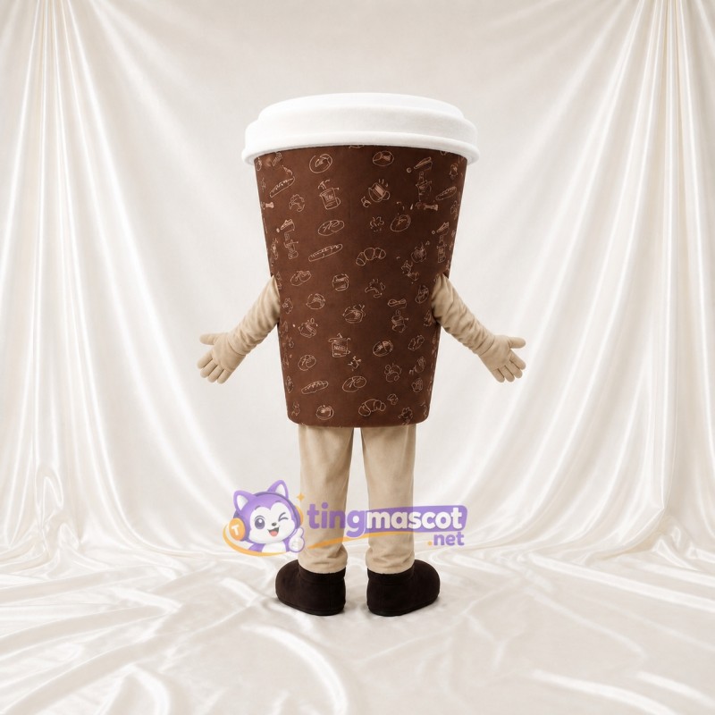 Printed Bean Coffee Cup Mascot Costume Full Body for Adults Food Events