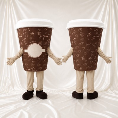 Printed Bean Coffee Cup Mascot Costume Full Body for Adults Food Events