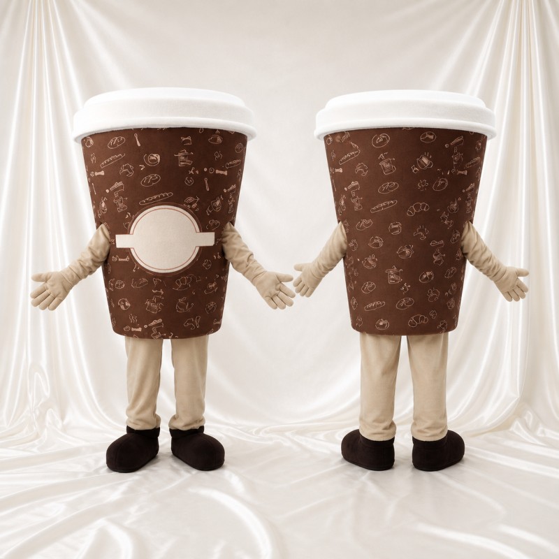 Printed Bean Coffee Cup Mascot Costume Full Body for Adults Food Events
