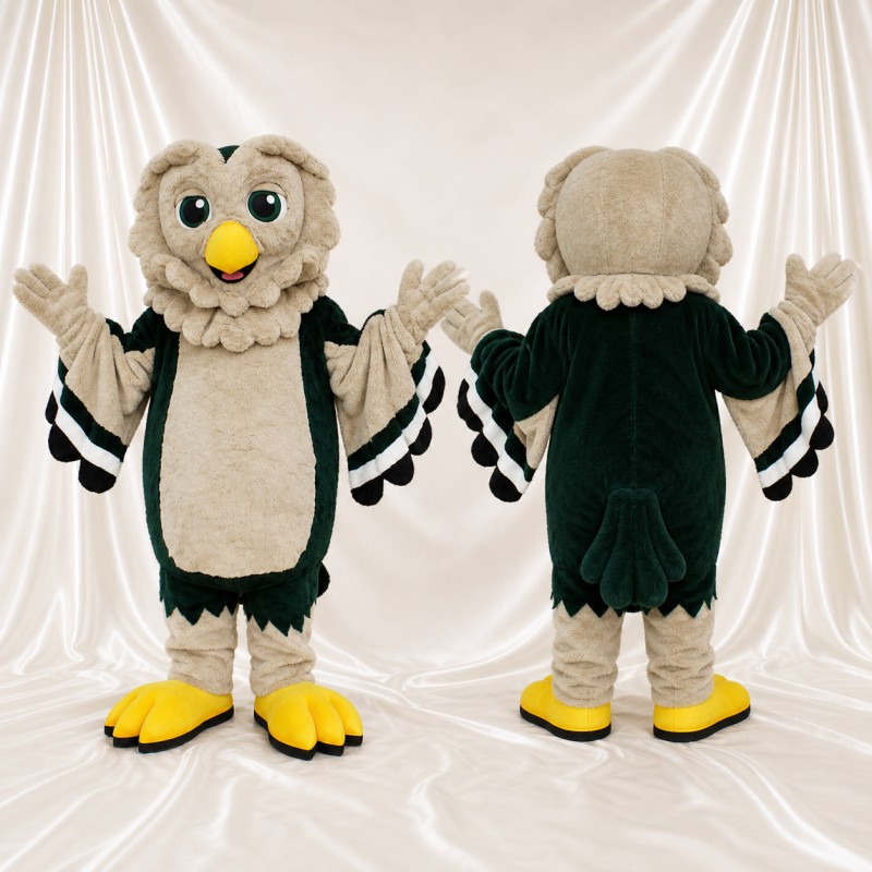 Hibou à plumes en couches Costume de mascotte intégral pour adultes Événements scolaires
