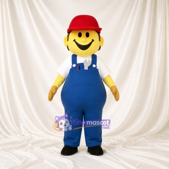 Blue Worker Mascot Costume Full Body for Adults Events