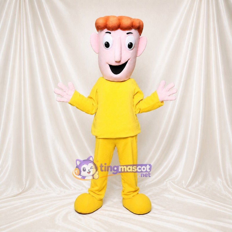 Yellow Young Man Mascot Costume Full Body for Adults School Events