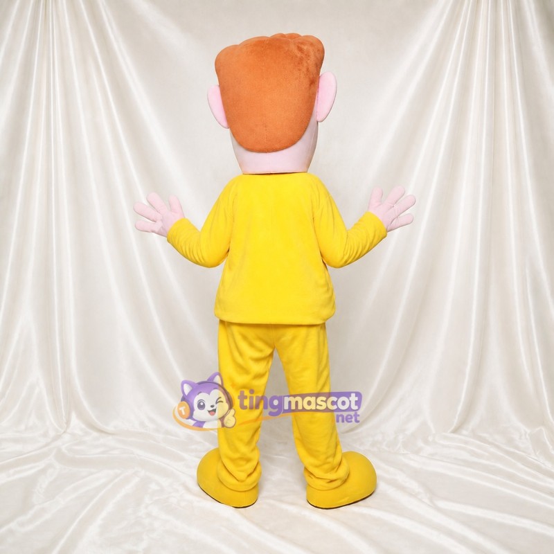 Yellow Young Man Mascot Costume Full Body for Adults School Events