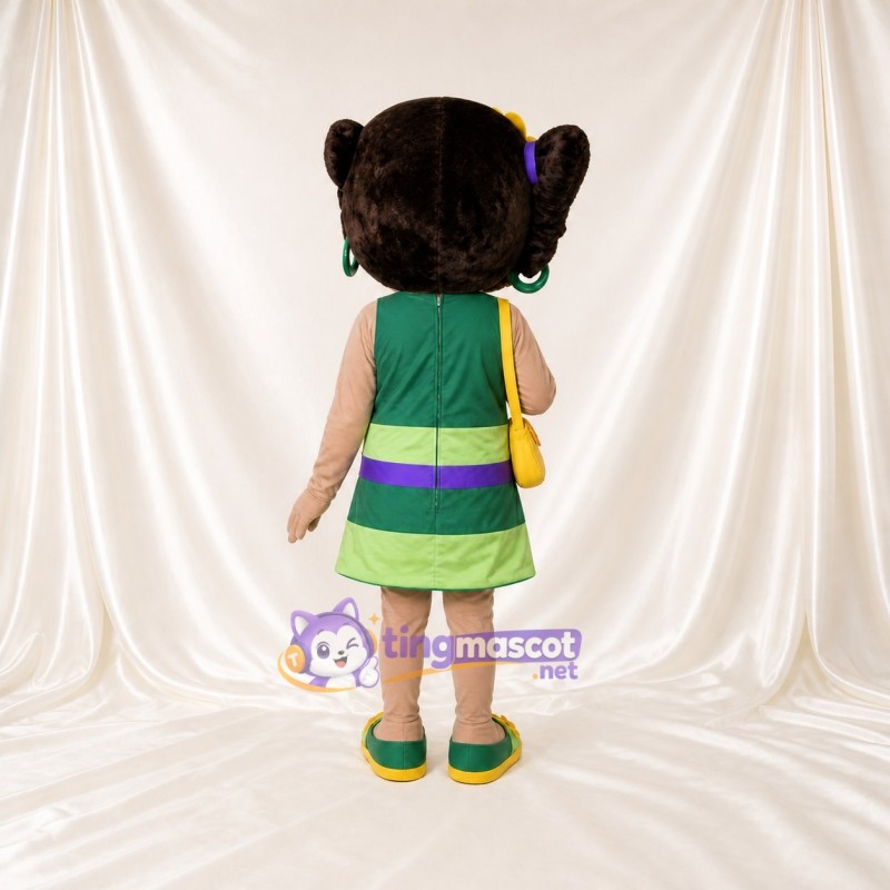 Green Young Girl Mascot Costume Full Body for Adults School Events