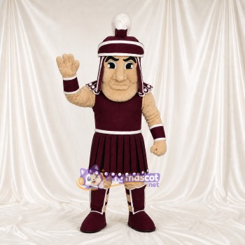 Burgundy Ancient Warrior Mascot Costume Full Body for Adults Museums
