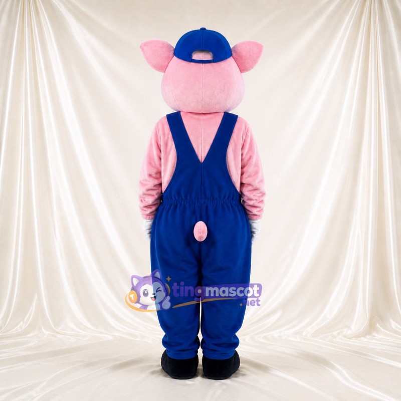 Blue Bib Pig Mascot Costume Full Body for Adults Food Events