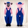 Blue Bib Pig Mascot Costume Full Body for Adults Food Events