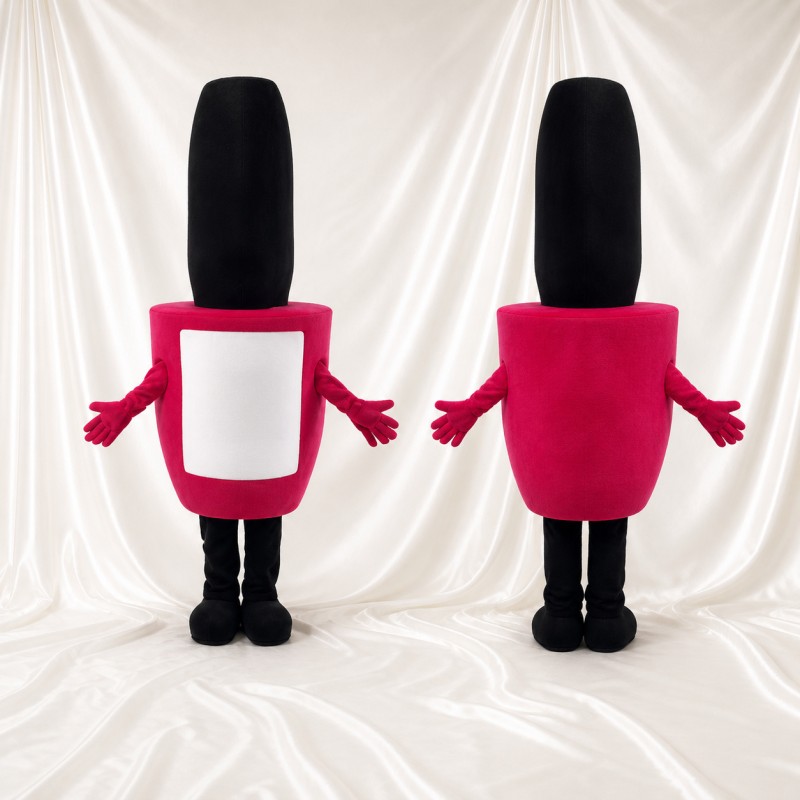 Tall Black Lipstick Mascot Costume Full Body for Adults Promotions