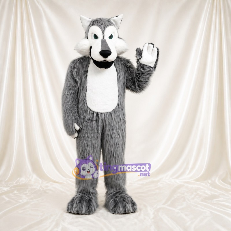 White Belly Wolf Mascot Costume Full Body for Adults Sports Events