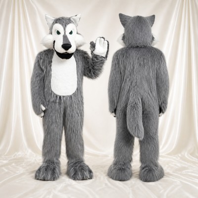 White Belly Wolf Mascot Costume Full Body for Adults Sports Events