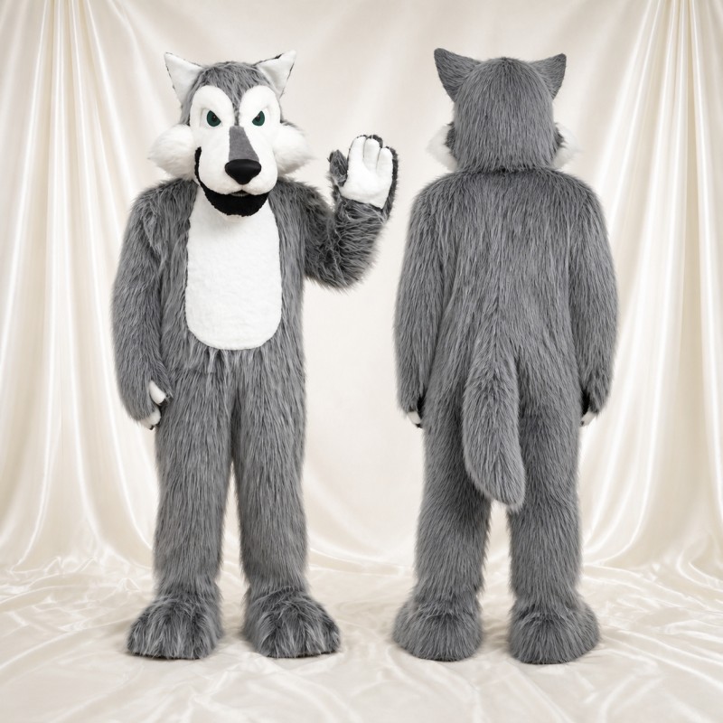 White Belly Wolf Mascot Costume Full Body for Adults Sports Events