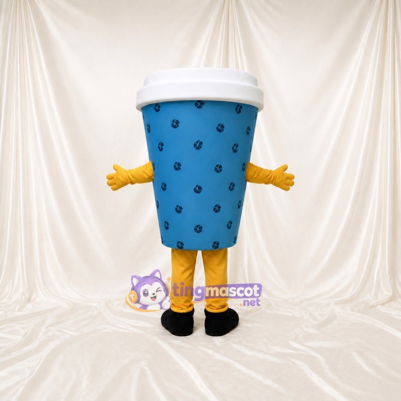 Blue Coffee Cup Mascot Costume Full Body for Adults Food Events