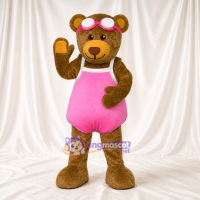 Pink Athletic Bear Mascot Costume Full Body for Adults School Events