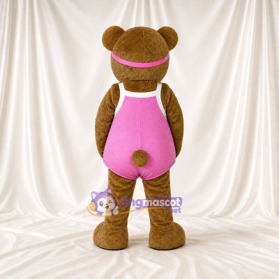 Pink Athletic Bear Mascot Costume Full Body for Adults School Events