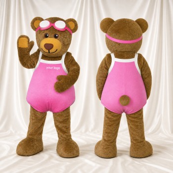 Ours Athlétique Rose Costume de mascotte intégral pour adultes Événements scolaires