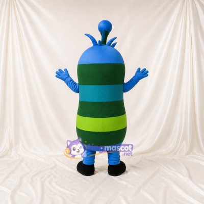 Striped Oval Alien Mascot Costume Full Body for Adults School Events