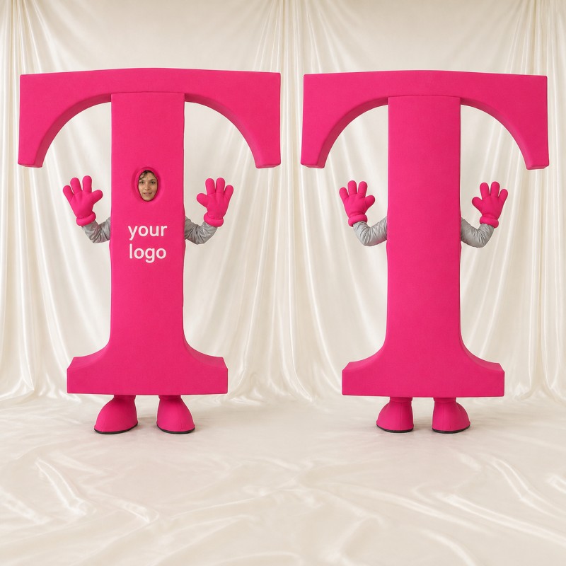 Letter T Character Mascot Costume Full Body for Adults School Events
