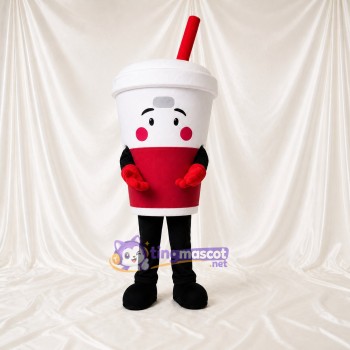 White Drink Cup Mascot Costume Full Body for Adults Food Events