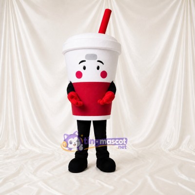 White Drink Cup Mascot Costume Full Body for Adults Food Events