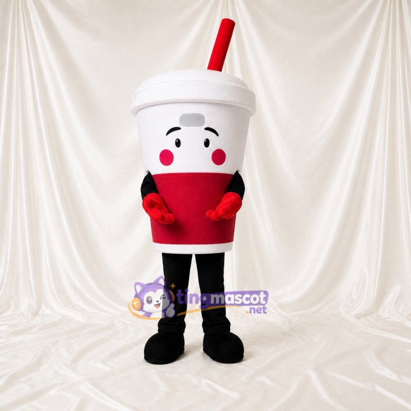 White Drink Cup Mascot Costume Full Body for Adults Food Events